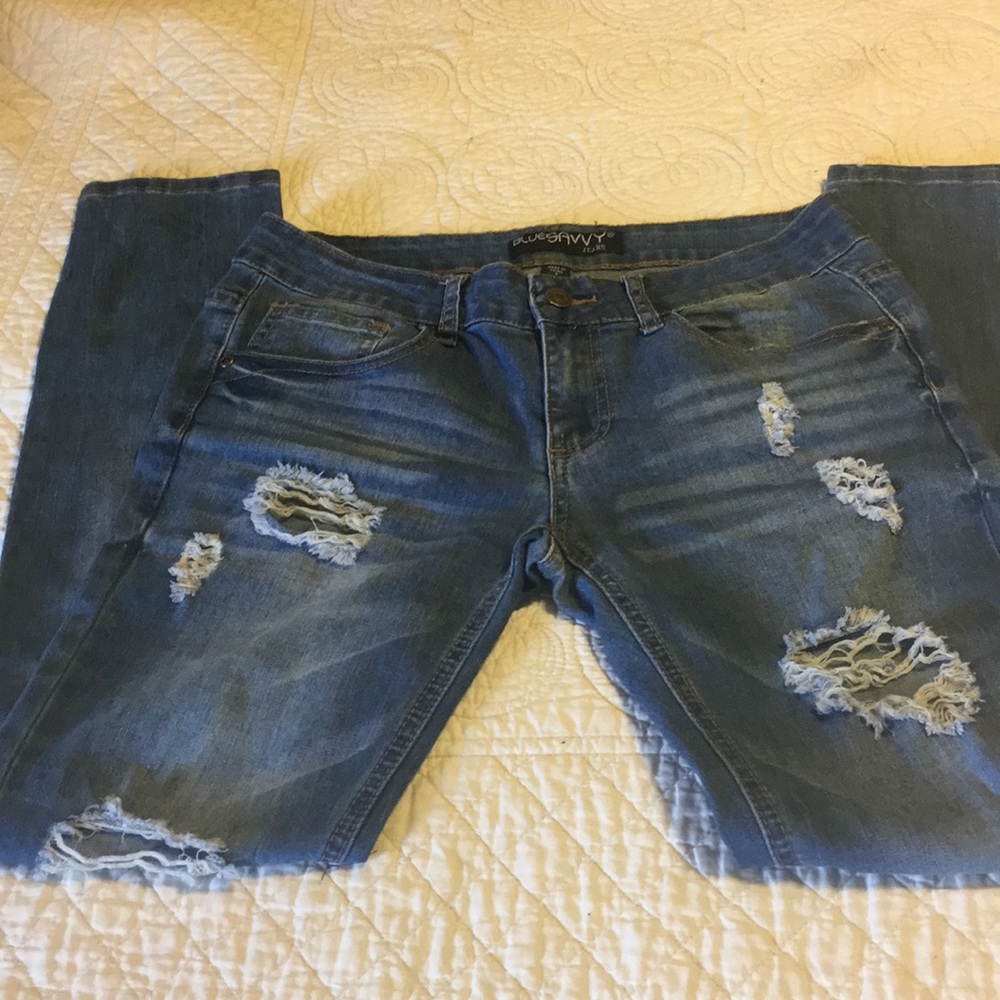 Blue distress jeans